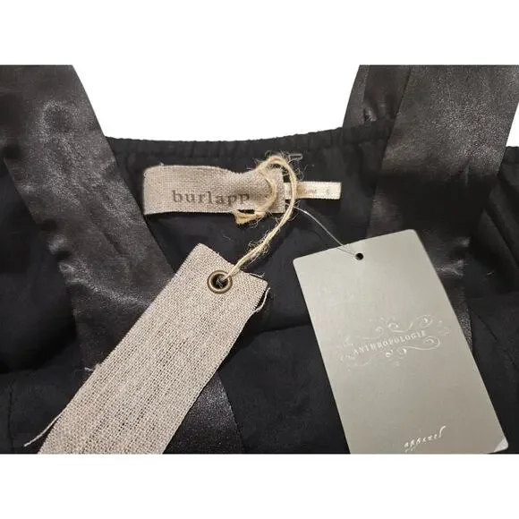 New Anthropologie burlapp swirled rosette black cocktail midi dress size 6 - Picture 12 of 12